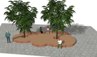 Vertel boombank 6 x 8 meter Hardhout