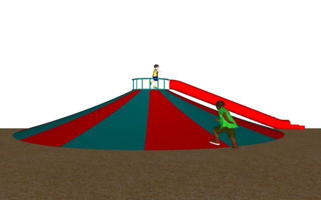 Vulkaan halfrond junior met buisglijbaan