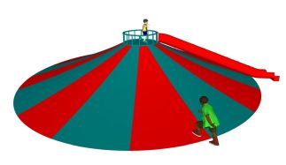 Vulkaan rond junior met buisglijbaan