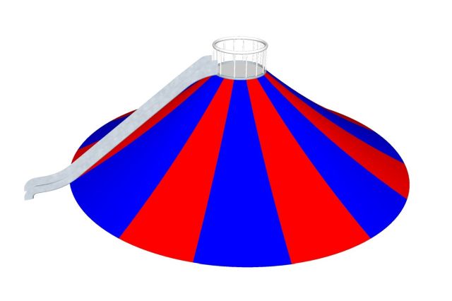 Vulkaan rond met open glijbaan