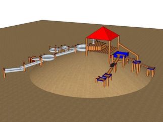 Zandfabriek op heuvel met huisje