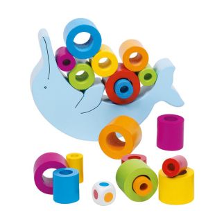 Houten balancerende dolfijn