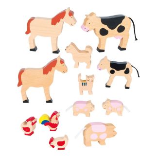 Houten boerderij dieren set 12-delig