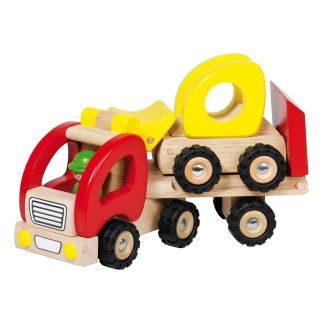 Houten oplegger met bulldozer