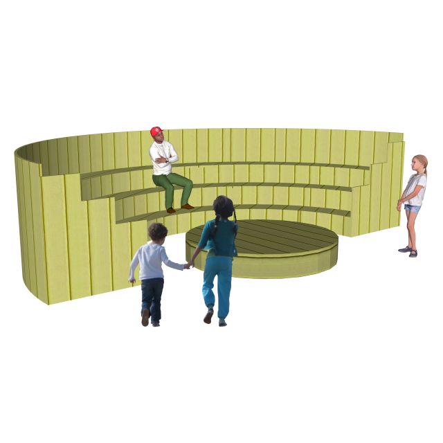 Buitenklas half rond met podium