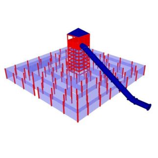 Doolhof rood met blauw