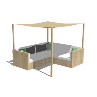 Loungebank met zonnedoek