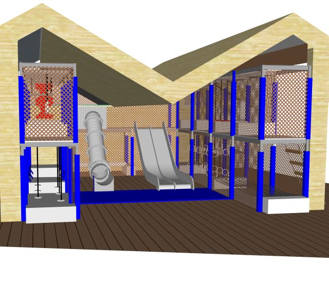 Ninja park met RVS glijbanen