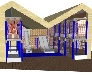 Ninja park met RVS glijbanen