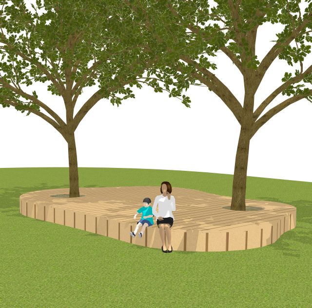 Podium ronding 2 bomen 4 x 6 meter