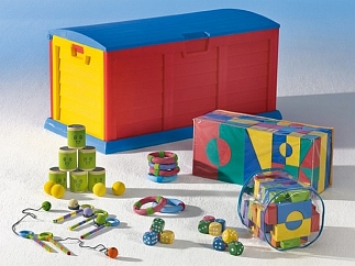 Bontgekleurde REUZENKIST nr.5 met inhoud