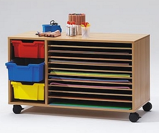 Droogkast met kunststof boxen gekleurd