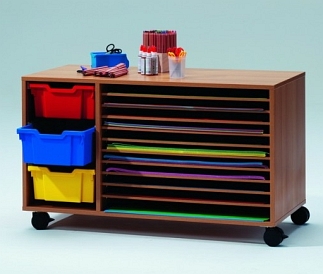 Knutselpapiertrolley zonder inhoud gekleurde boxen