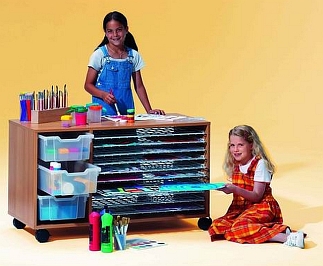 Knutselpapiertrolley zonder inhoud transparante boxen