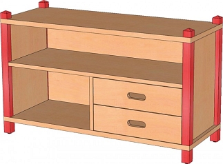 Opbergsysteem 1 voor de Creche 82cm br. Met 2 lades rechts